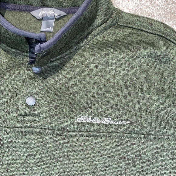 Eddie Bauer Radiator Fleece Snap-Front‎ Pullover Men’s L Green Black - Picture 3 of 6